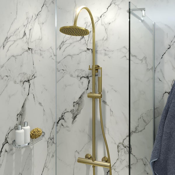 Orchard Derwent brushed brass round shower riser system