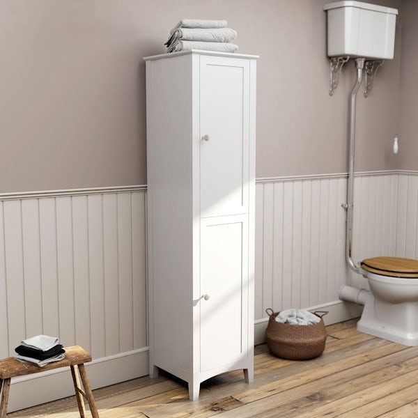 The Bath Co. Camberley white tall storage unit