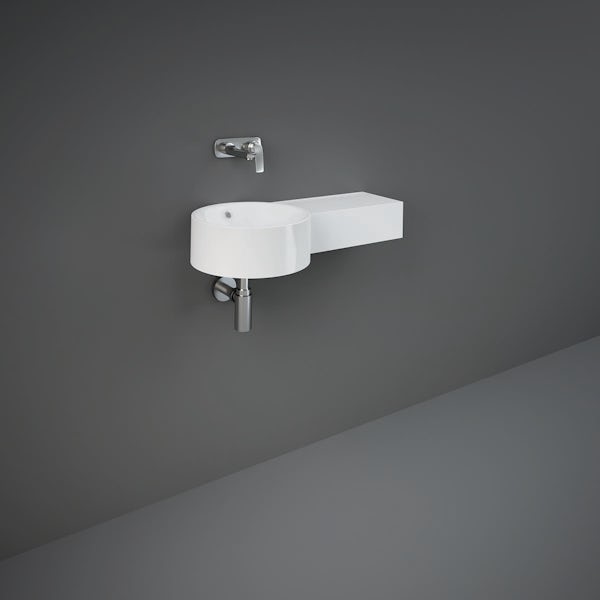 RAK Petit round wall hung basin 765mm with right handed ledge