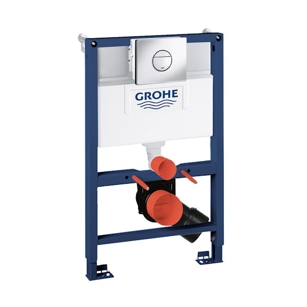 Grohe Rapid SL Set 3 in 1 wall mounting frame with round push button Nova Cosmopolitan flush plate 0.82m