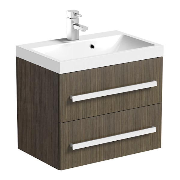Orchard Wye walnut wall hung vanity unit and mirror offer 600mm