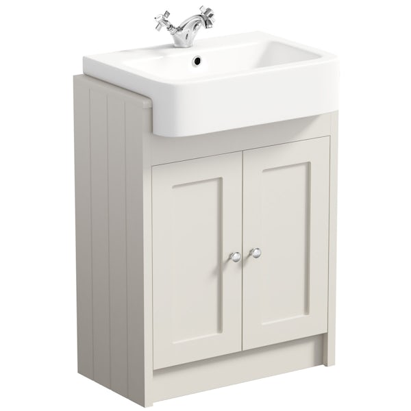 The Bath Co. Dulwich stone ivory furniture suite with straight bath 1700 x 700mm