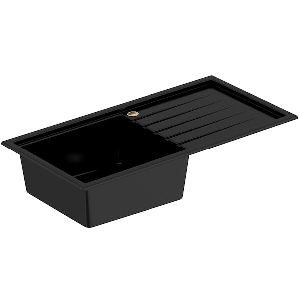 Bristan Gallery quartz right handed black easyfit 1.0 bowl kitchen sink with Melba black tap