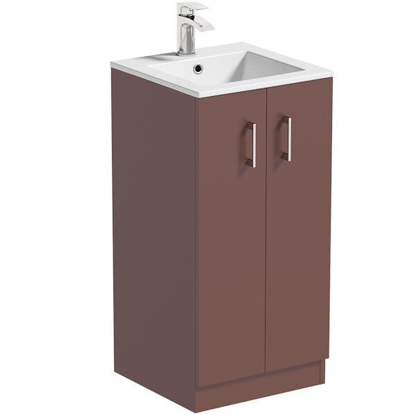 Orchard Lea tuscan red floorstanding vanity unit and ceramic basin 420mm