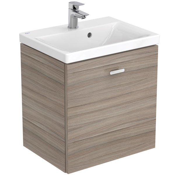 Ideal Standard Concept Space elm wall hung vanity unit with back to wall unit and toilet