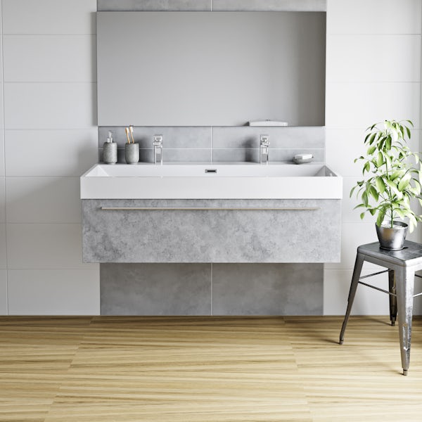 Mode Morris Dark Concrete Grey Wall, Wall Hung Bathroom Vanity Units