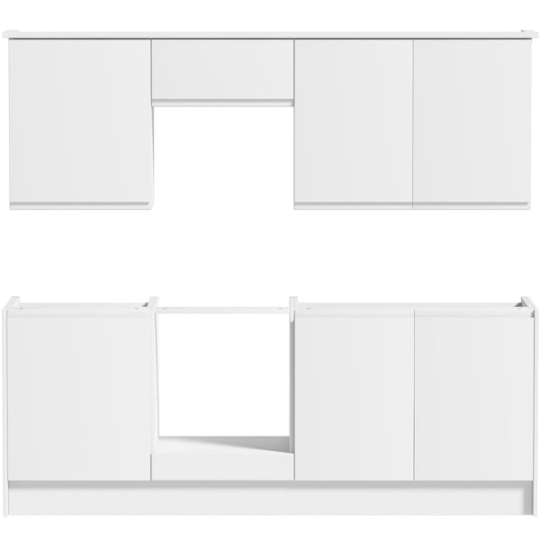 Schon Chicago white slab kitchen base and wall unit bundle