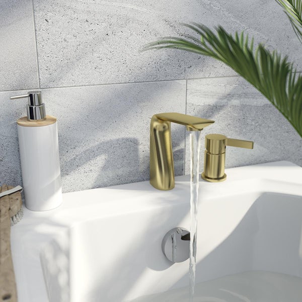 Mode Calatrava brushed brass 2 tap hole bath mixer tap