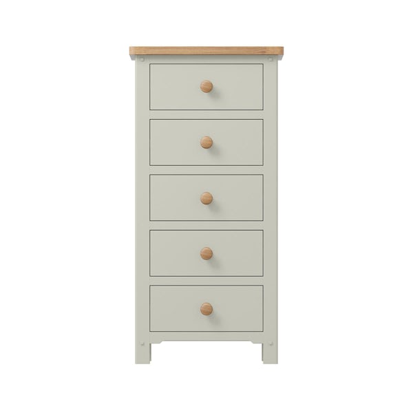 Rome Oak & Grey 5 Drawer Tall Chest with Vanity Mirror in Oak & Grey
