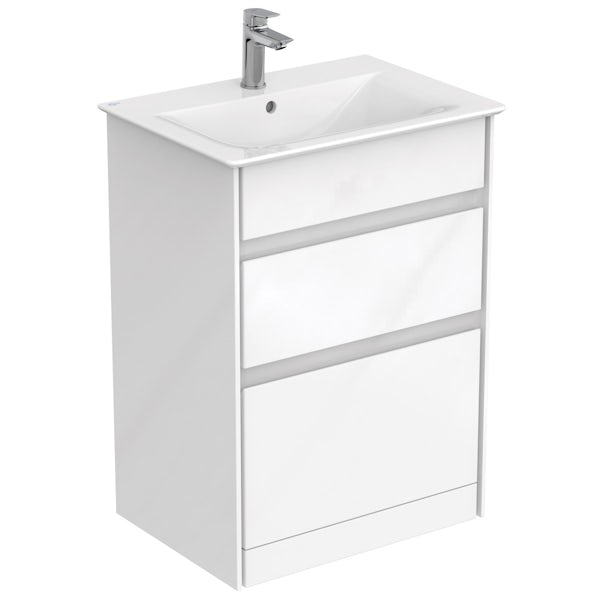 Ideal Standard Concept Air gloss and matt white vanity unit and basin 600mm
