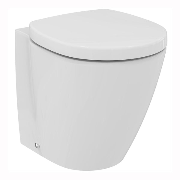 Ideal Standard Concept Space short projection back to wall toilet, seat, concealed cistern and round flush plate