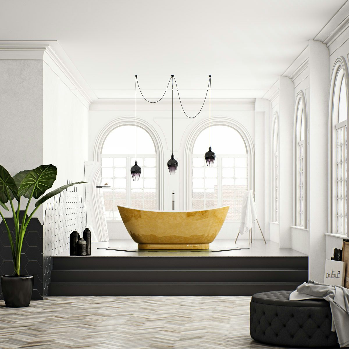 Belle de Louvain Galvez metallic effect freestanding bath