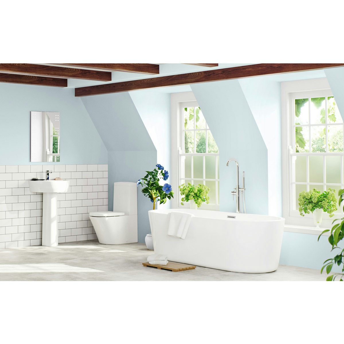 Mode Tate luxury bathroom suite with freestanding bath 1720 x 820