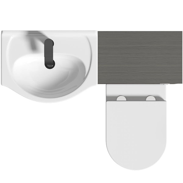 Orchard Lea avola grey furniture combination with black handle and Contemporary back to wall toilet with seat