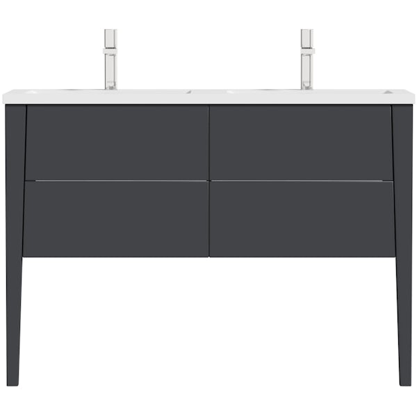 Mode Hale grey gloss wall hung double vanity unit and basin 1200mm