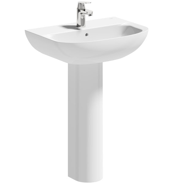 Grohe Bau cloakroom suite with full pedestal basin 600mm