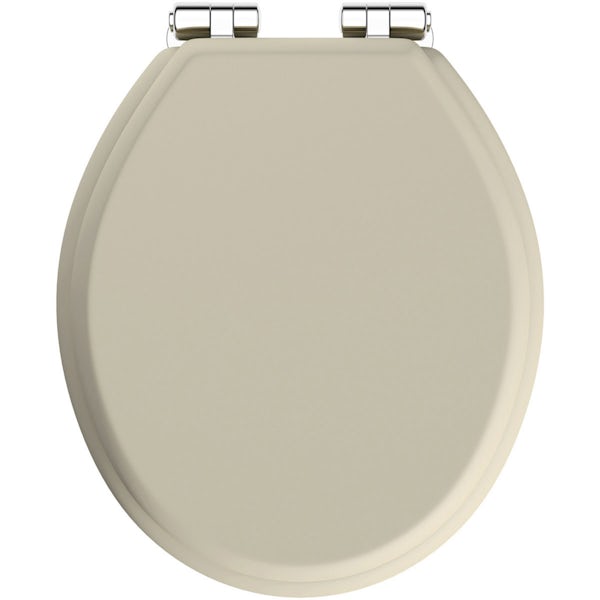 The Bath Co. traditional Camberley satin ivory engineered wood toilet seat with top fixing soft close hinge