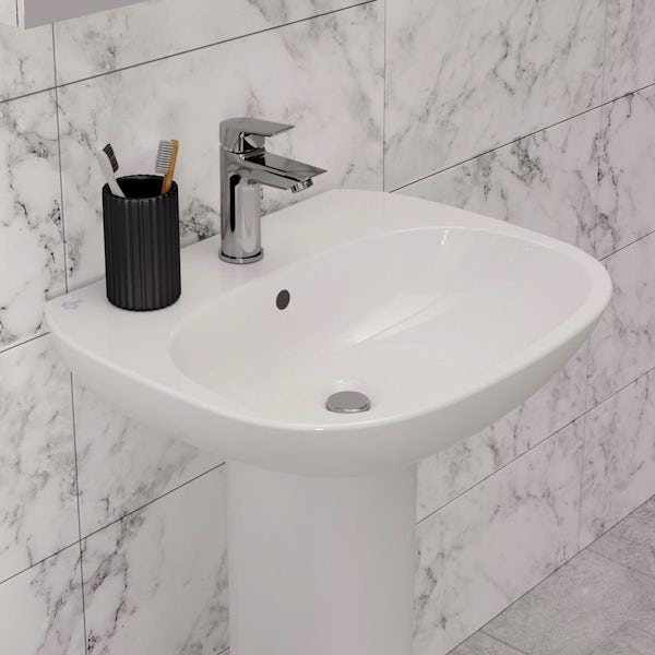 Ideal Standard Tesi 1 tap hole full pedestal bathroom basin 550mm