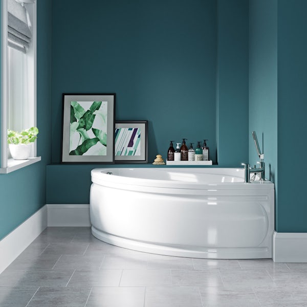 Orchard Elsdon right handed offset corner bath 1500mm with free tap