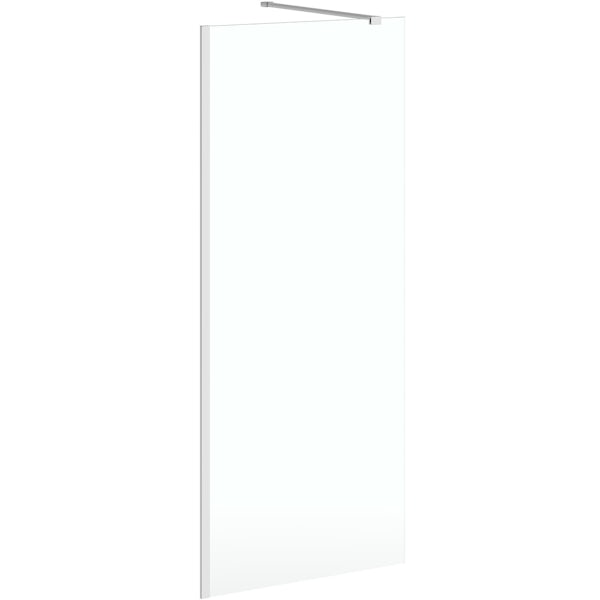 Mode 8mm wet room glass panel with overhead support bar