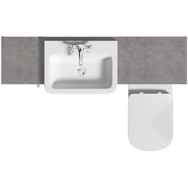 The Bath Co. Newbury dusk grey small fitted furniture combination with mineral grey worktop