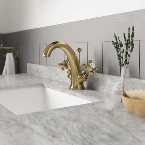The Bath Co. Abingdon brushed brass basin mixer tap
