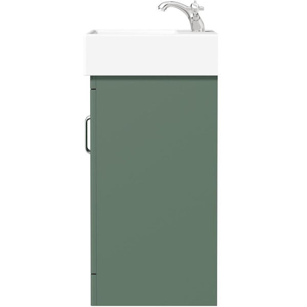 The Bath Co. Aylesford nordic green floorstanding vanity unit and ceramic basin 700mm with tap