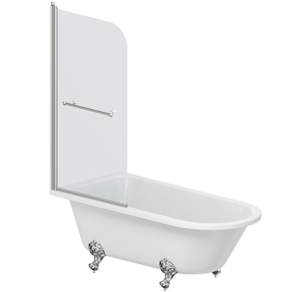 The Bath Co. Dulwich traditional freestanding shower bath with 6mm shower screen and rail