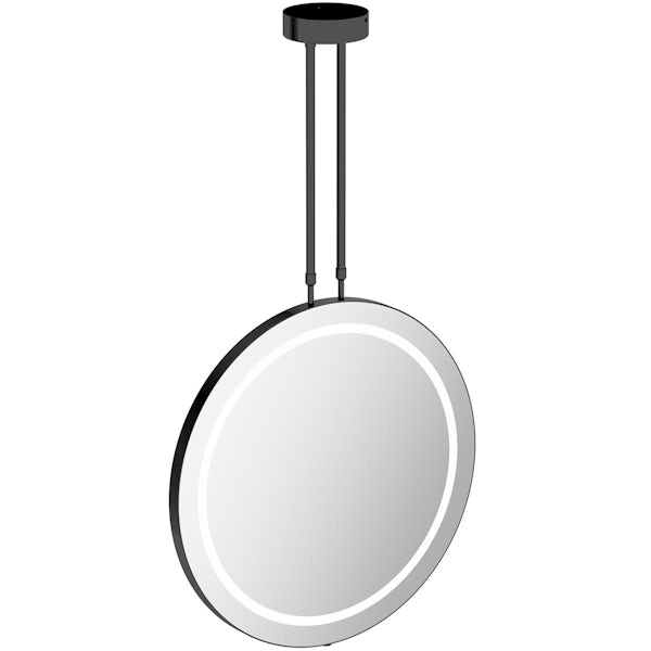 Mode Neutra round LED illuminated hanging mirror 1433 x 600mm with demister