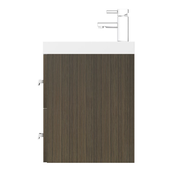Orchard Wye walnut wall hung vanity unit and basin 600mm with tap