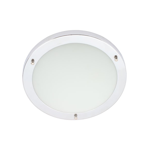 Forum Draco chrome large round flush bathroom ceiling light