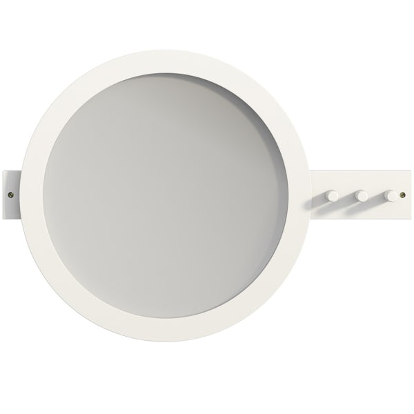 Mode South Bank white round mirror with robe hooks