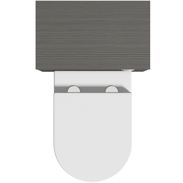 Orchard Lea avola grey slimline back to wall unit 500mm and Contemporary back to wall toilet with seat