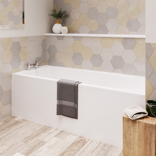 Ideal Standard Tesi complete bathroom suite with straight bath, taps, panel and wastes 1700 x 700