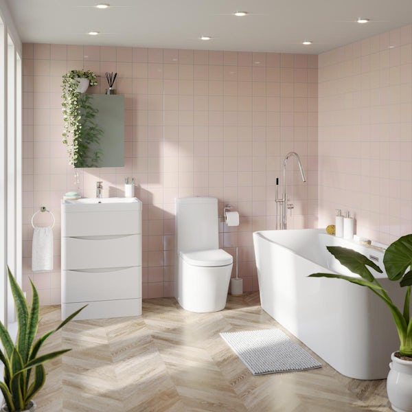 Calcolo Flash blush pink gloss ceramic wall tile 130 x 130mm