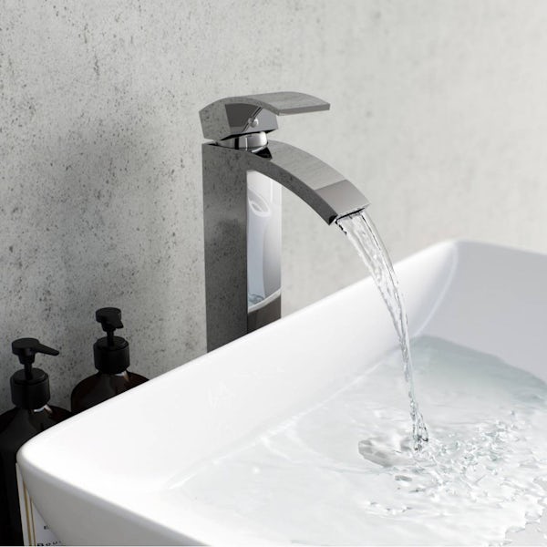 Orchard Wye high rise counter top basin mixer tap with slotted waste