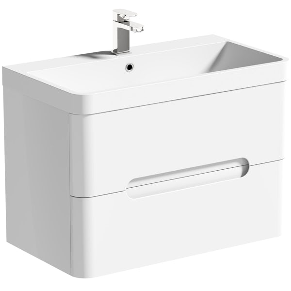 Mode Ellis white wall hung vanity drawer unit and basin 800mm