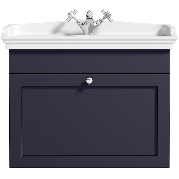 The Bath Co. Ascot indigo wall hung vanity unit and ceramic basin 600mm with tap