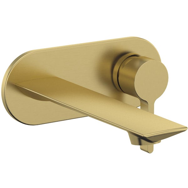 Mode Calatrava brushed brass wall mounted basin mixer tap