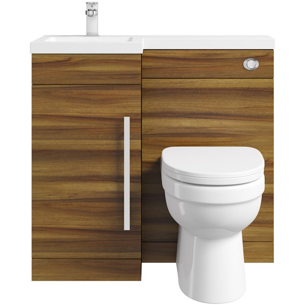 MySpace walnut left handed unit with Eden back to wall toilet