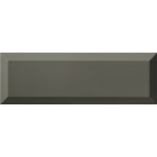 Maxi Metro dark grey bevelled gloss wall tile 100mm x 300mm