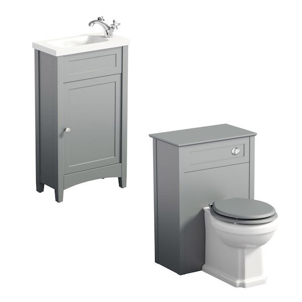 The Bath Co. Camberley satin grey cloakroom furniture suite