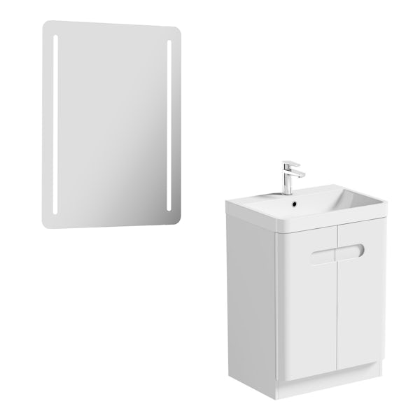 Mode Ellis white vanity door unit 600mm and mirror offer