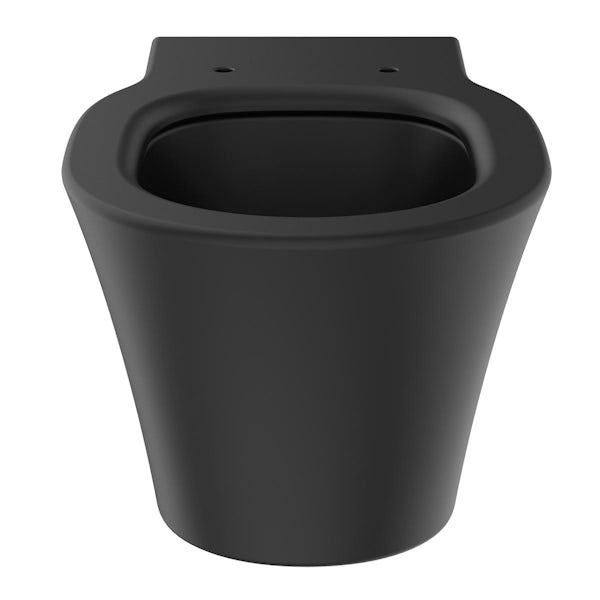 Ideal Standard silk black Connect Air wall hung toilet with Aquablade and slow close toilet seat
