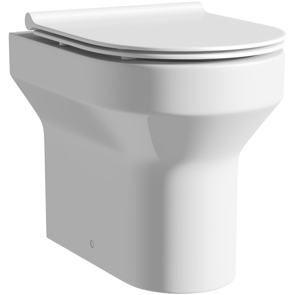 Orchard Wharfe back to wall toilet with slim soft close seat, concealed cistern and push plate