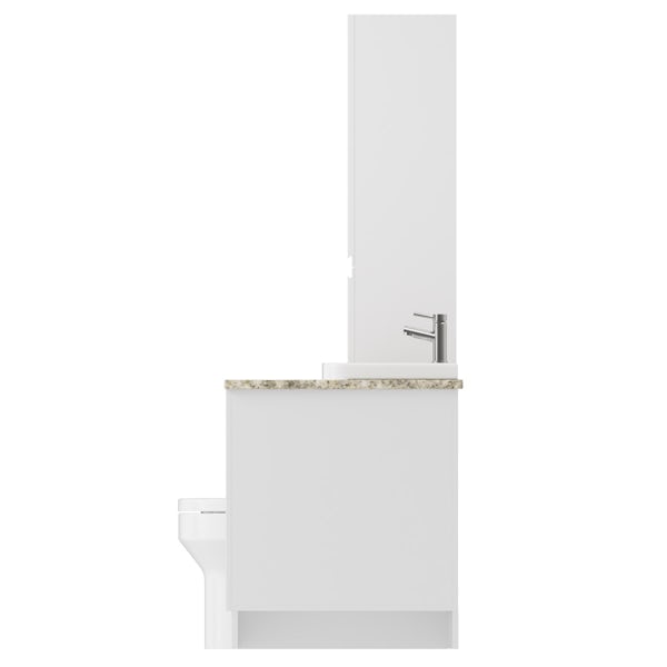 Reeves Wharfe white corner small drawer fitted furniture pack with beige worktop