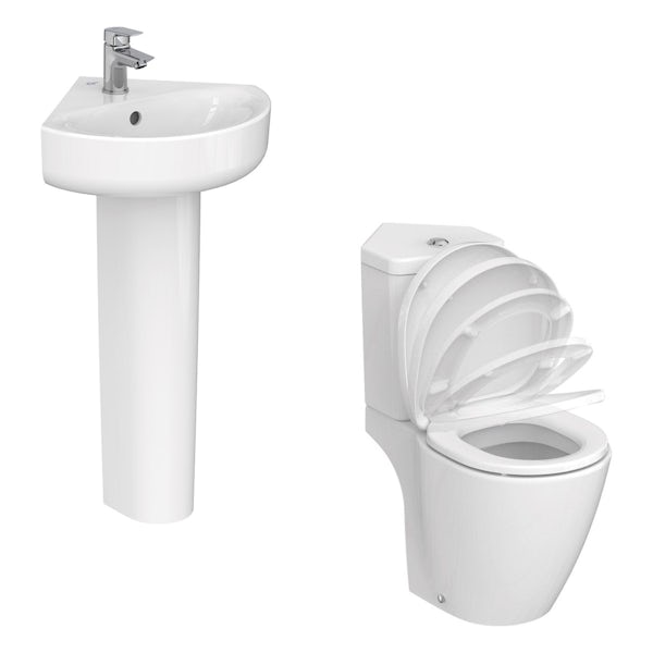 Ideal Standard Concept Space cloakroom corner suite with full pedestal bathroom basin 450mm
