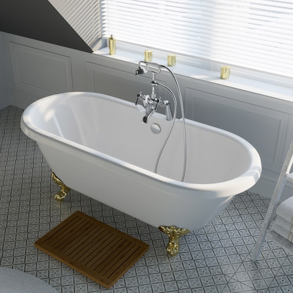 The Bath Co. Dulwich roll top freestanding bath with gold claw feet 1695 x 740