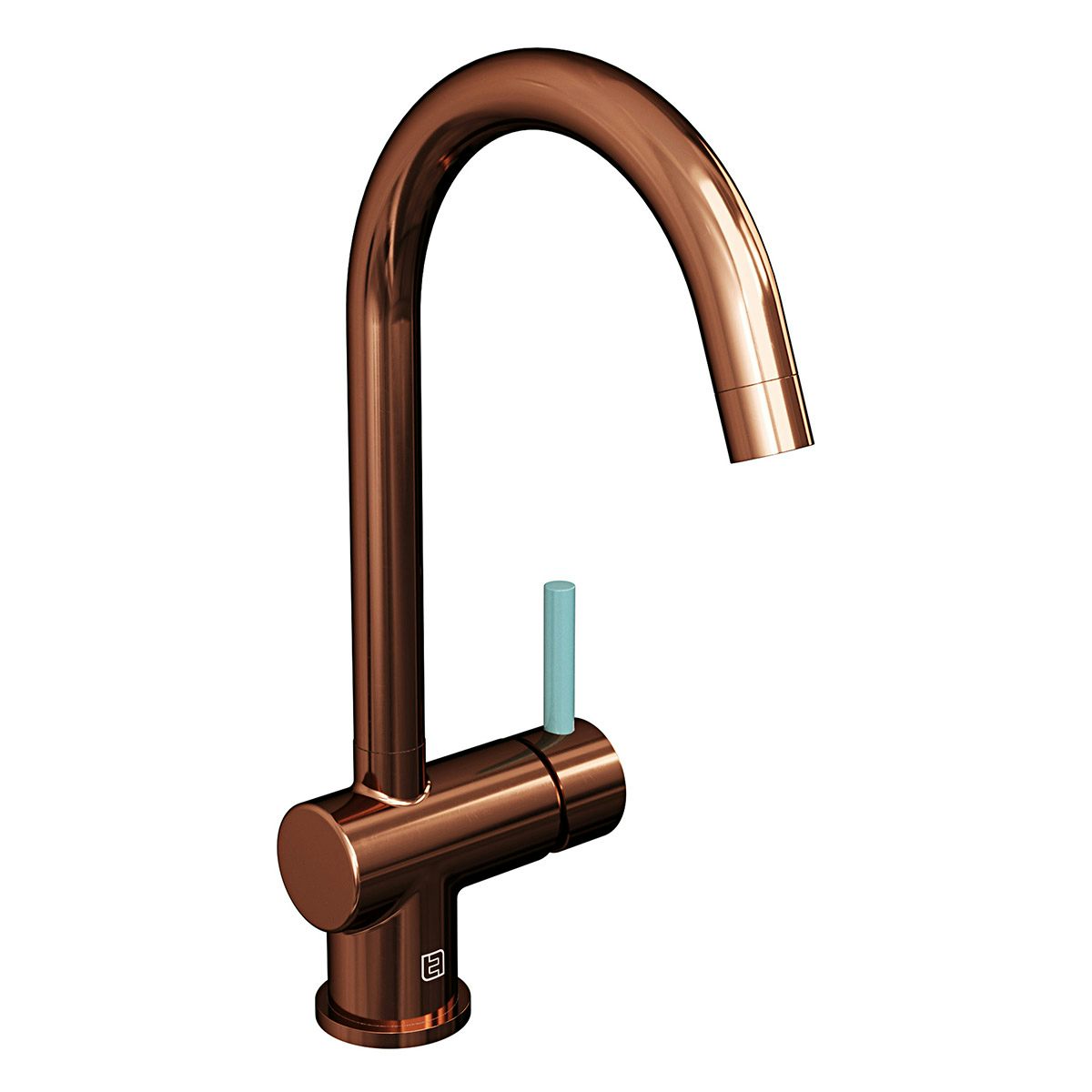 The Tap Factory Vibrance kitchen mixer tap with copper and pastel blue finish