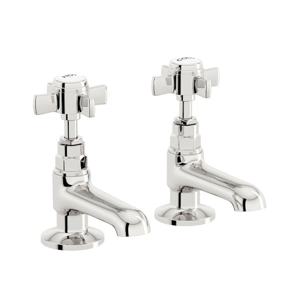 The Bath Co. Winchester bathroom suite with left handed P shaped shower bath and taps 1675 x 850